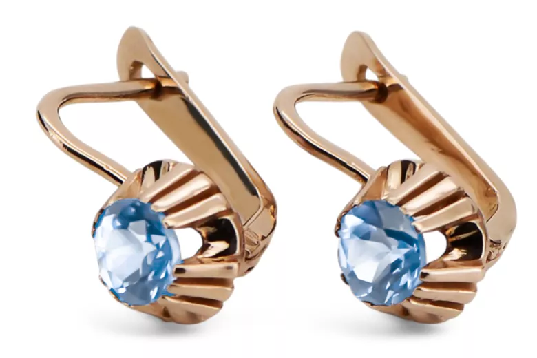 Original Vintage 14K Rose Gold Aquamarine Earrings Vintage Jewlery vec027r